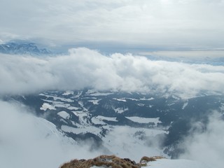 beautiful skitouring mountain terrain in winter landscape tennengebirge in austrian alps