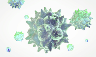 3D rendered illustration of Coronavirus cell in blood