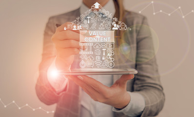 Word writing text Value Content. Business photo showcasing Quality content writing to get good on...