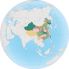 China is a country in East Asia on the Globe