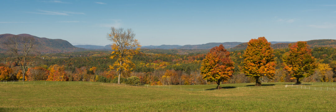 Colorful fall foliage and scenery in Berkshire Hills, New England