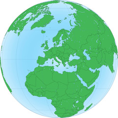 Illustration of Earth globe with focused on Europe