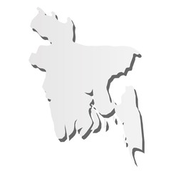 Bangladesh - grey 3d-like silhouette map of country area with dropped shadow. Simple flat vector illustration