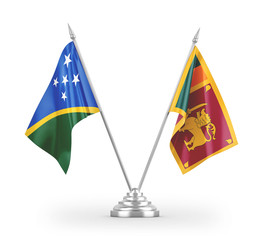 Sri Lanka and Solomon Islands table flags isolated on white 3D rendering