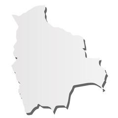 Bolivia - grey 3d-like silhouette map of country area with dropped shadow. Simple flat vector illustration