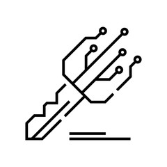 Password key line icon, concept sign, outline vector illustration, linear symbol.