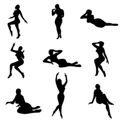 A Collection of Silhouette Figures of A Woman