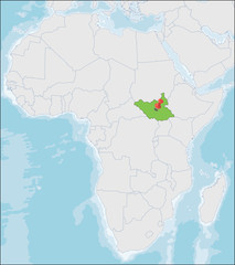 Republic of South Sudan location on Africa map