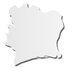 Cote d Ivoire - grey 3d-like silhouette map of country area with dropped shadow. Simple flat vector illustration