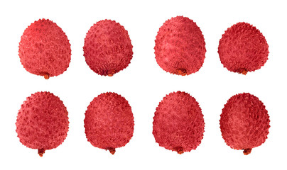 lychee fruit isolated on white background with clipping path and full depth of field, Set or collection