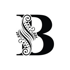 letter B. Black letters.  flower   beautiful capital alphabet 