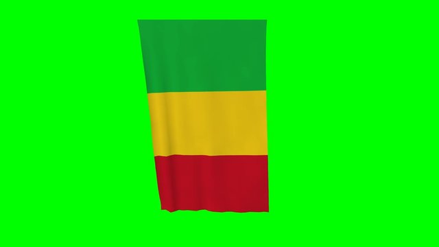 3d rendering mali flag waving animation isolated on green screen background. vertical position.