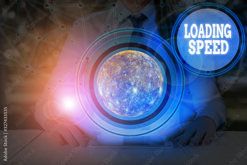 Poster conceptual hand writing showing loading speed. concept meaning time takes to download and display th