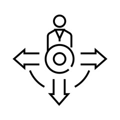 Multitasking position line icon, concept sign, outline vector illustration, linear symbol.