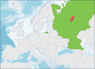 Fototapeta na wymiar The Russian Federation location on Europe map