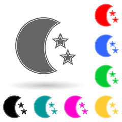 stars and moon multi color style icon. Simple glyph, flat vector of space icons for ui and ux, website or mobile application