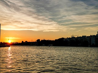 A sunset over the Spree in Berlin