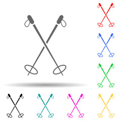 ski poles multi color style icon. Simple glyph, flat vector of sport icons for ui and ux, website or mobile application
