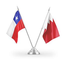 Bahrain and Chile table flags isolated on white 3D rendering