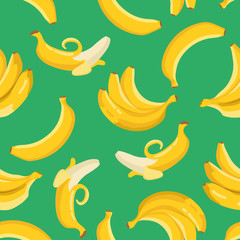 Vector summer exotic pattern with yellow bananas. Seamless texture design.