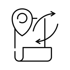 Location route line icon, concept sign, outline vector illustration, linear symbol.