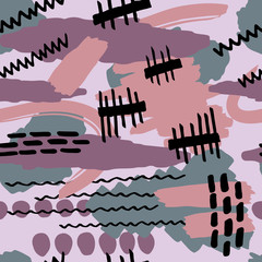 seamless repeat pattern with hand drawn abstract elements