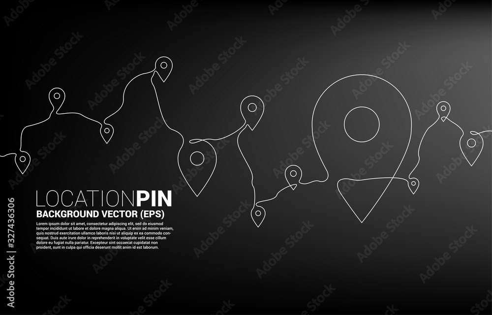 Aufkleber Vector Travel Network Pin mark from single line. concept of travel route location and journey