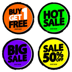 Set Sale banners design template, discount tags, great offers, vector illustration