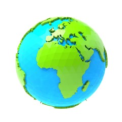 globe terrestre géométrique sur fond blanc