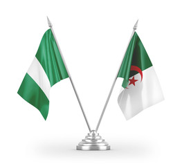 Algeria and Nigeria table flags isolated on white 3D rendering