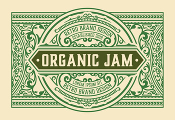 Vintage Organic Jam Label with Floral Elements