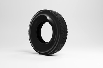 3d rendering car wheel tire on the white background