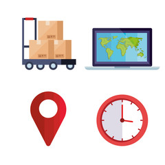 set of delivery logistic service icons vector illustration design