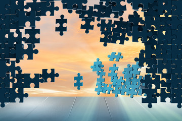 Jigsaw puzzle pieces - 3d rendering