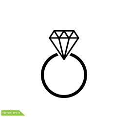 Ring diamond icon vector logo template