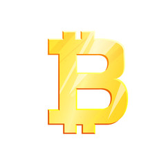 BTC Golden bitcoin symbol on white background. World finance investment concept. Exchange Crypto currency Money banking illustration. Business income earnings. Financial sign stock vector