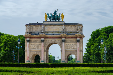 Fototapeta na wymiar Entrance gate view of Louvre Museum in Paris France