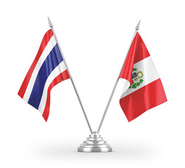 Peru and Thailand table flags isolated on white 3D rendering