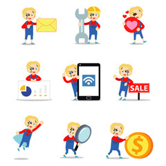 Set character of man has a killer doll in a horror movie.