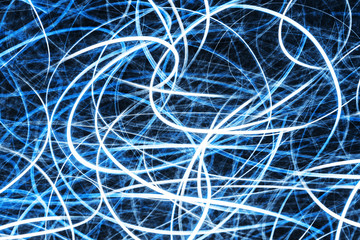 Modern art long exposure neon lights texture. Blue glow lines background for graphic design. Weekend party lights backdrop.