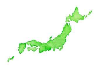 日本地図 水彩 イラスト
