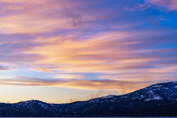 Lake Tahoe, California Sunset In Mountains