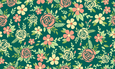 Template design for spring, with leaf and flower modern pattern background design.