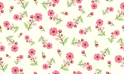 Floral pattern background for spring, with beautiful leaf and floral design.