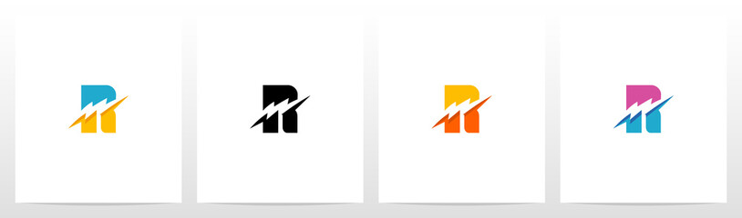 Thunder Electric On Letter Logo Design R