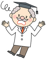 困惑する博士