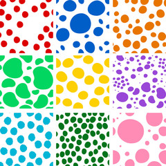 Fototapeta premium Colorful Hand-painted polka dot pattern variation set