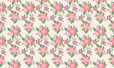 Beautiful wallpaper for spring, with seamless leaf and floral pattern background design.
