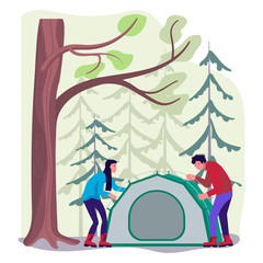 Hiking trekking people