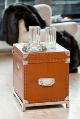Fototapeta premium luxury home interior with leather chest box and crystal decoration